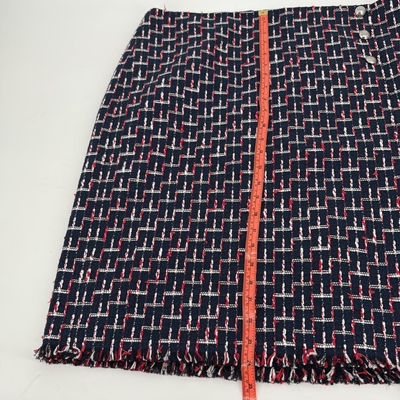 Talbots Womens Boucle Wrap Skirt Knee Length Navy Red White Size 16 New - Picture 12 of 14